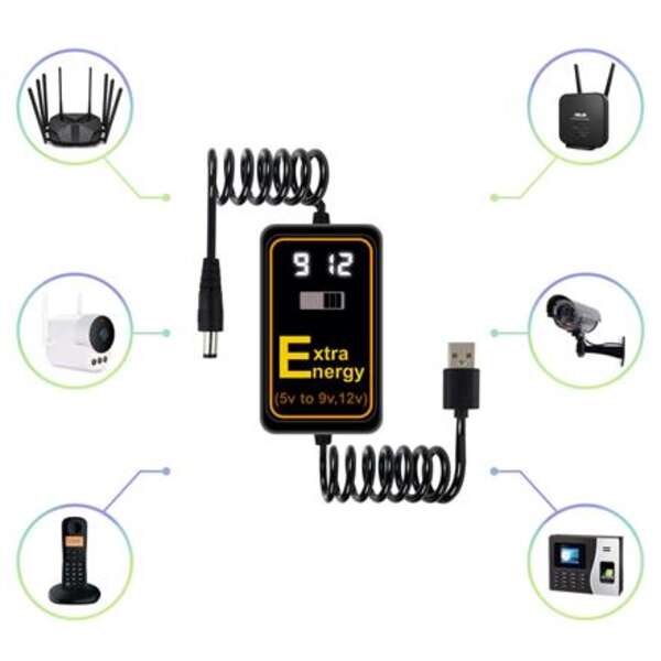 مبدل usb به ولتاژ 9 ولت و 12 ولت DC