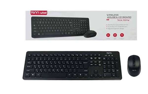 کیبورد و ماوس بی سیم تسکو مدل TKM 7011WN سوئیچ ممبران، Full-Size